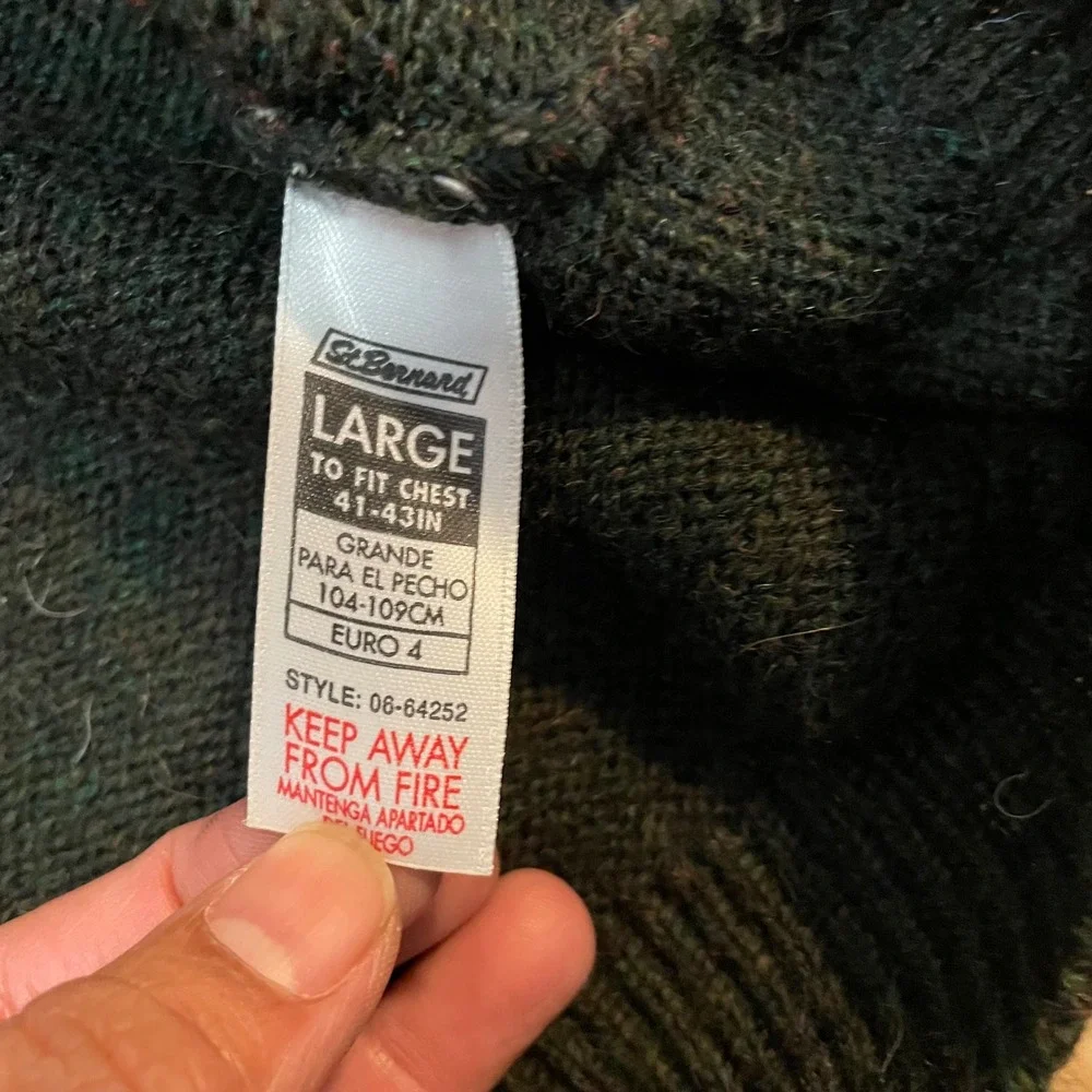 St Bernard Men Lg Green‎ Geometric Fair Isle Acrylic Wool Alapaca Sweater Knit